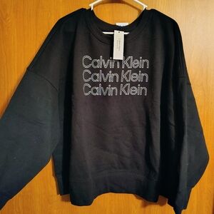 Calvin Klein Black Sweatshirt with White Stacked Logo